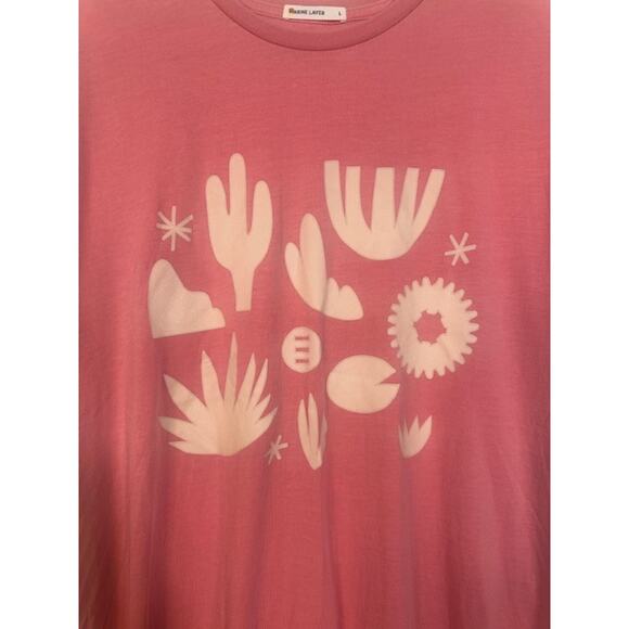 Marine Layer Pink Climate Short Sleeve Lightweight Cotton T-Shirt Women Sz L - Picture 5 of 8